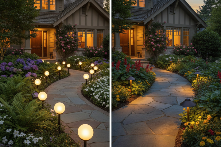 Solar Globes vs Pathway Lights: Best Choice for a Dark Front Walkway