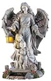 TRM Collections Etc Solar Guardian Angel & Children Garden Statue, Gray