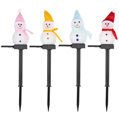 Solar Snowman Lights - 4 Pack Outdoor Stake