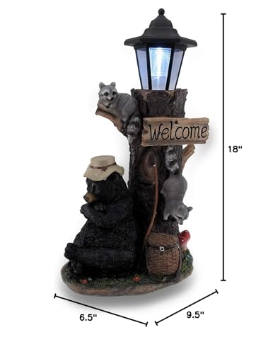 Black Bear LED Solar Lantern Welcome Sign