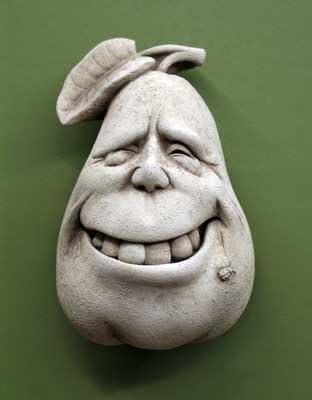 Carruth Studio, Peary Winkle Wall Plaque, Garden Statue Figurine, Original Sculpture Handcrafted in Stone, Artisan Made