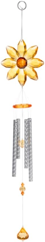 Ganz ACRY-990 Sunflower Floral Yellow and Orange 20.5 x 4.5 Inches Acrylic Faux Crystal Charm Windchime Noisemaker