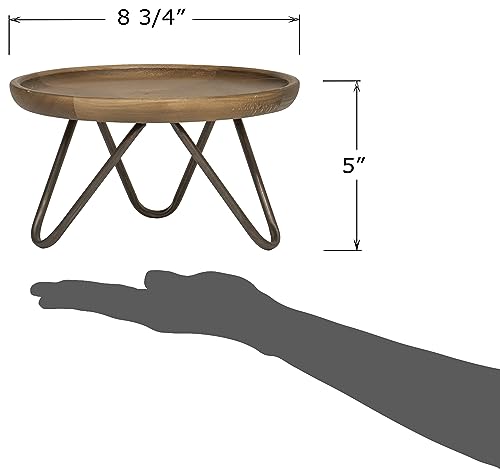 Wooden Pedestal Plant Stand - Round, Natural Brown