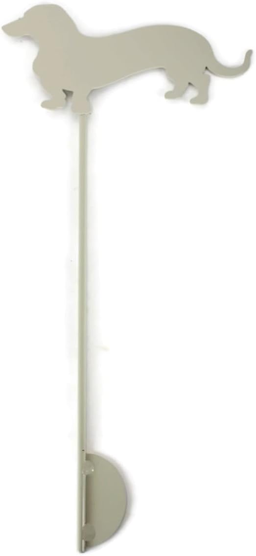 Pets and Farm Animals Metal Garden Landscape Stake (9.25" Wide Wiener Dog on Stake, Cream)