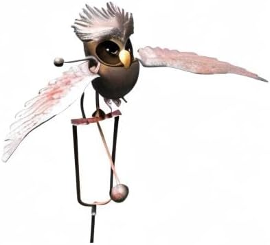 Metal Swinging Owl Wind Spinner for Yard and Garden Decor, Outdoor Metal Windmill Art Deco, Lawn Decorations Wind Sculpture and Spinner, Garden Stake Decorative Kinetic Sculpture