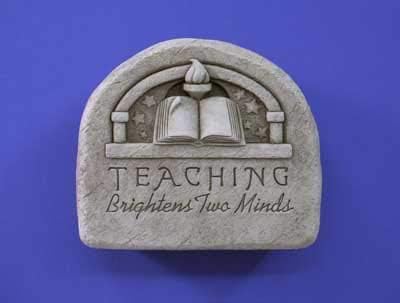 Carruth Studio Teacher Appreciation Gift - Teaching Brightens Two Minds Plaque, Teacher Stone Wall Plaque Garden Statue Figurine, Original Sculpture Handcrafted in Stone, Artisan Made