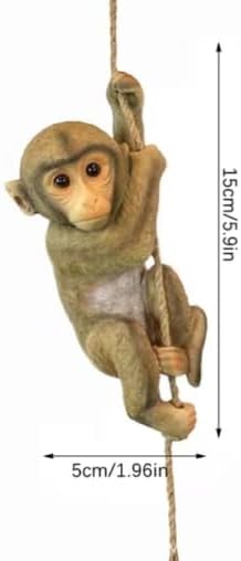 5.9 Inch Outdoor Monkey Statues – Lifelike Hanging Resin Monkey Figurine for Garden, Patio & Balcony Decor | Weather-Resistant Animal Ornament