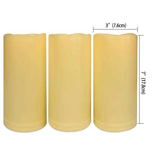 3-Pack 7" Waterproof LED Pillar Candles with Timer
