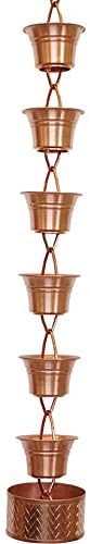 MORIKUNI Made in Japan Authentic Traditional Rain Chain/Downspout/Made of Pure Copper/Available in 4 Styles, 5-16 ft/Optional Decorative Weight Available (Trumpet, 8, Feet)