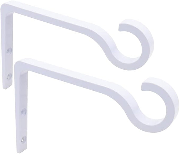 QIEGL White Hanging Plant Bracket 6inch Metal Plant Hook Shepherds Hook Decorative Wall Plant Hanger for Hanging Lanterns, Bird Feeder, Flower Basket, Home Decor Indoor & Outdoor 2pack