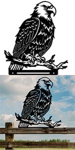 WADORN Eagle Metal Garden Yard Art Decor, Bird on Branch Iron Decorative Garden Stakes Wild Animal Black Silhouette Outdoor Fence Decor for Tree Wall Ornaments Yard Art Outdoor Decor Garden Decor