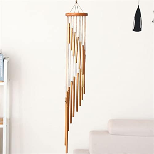 ZKG 35.4in 18 Tubes Wind Chimes Metal Wind Bells Garden Patio Outdoor Wall Hanging Home Decor Gift (Gold)