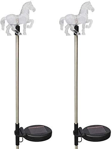 Outdoor Garden Set of 2 Solar Stake Light with Horse Decorative Lights, Multi-Color Changing LED Solar Lights for Yard Decorations, Garden Gifts…