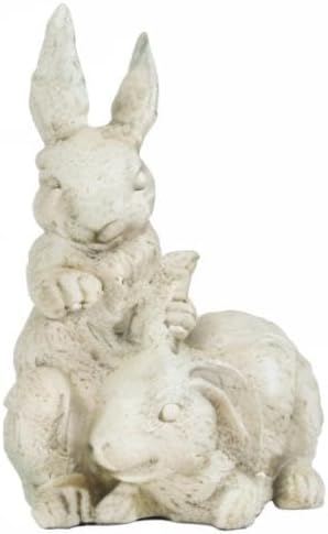 Garden-Statues - Easter Bunny Decor - Rabbit Figurine - Collectible Figurine - Spring 2 Nestled Bunny Sulpture Cream Rabbit for Easter Yard Framhouse Outdoor Dรฉcor 9*8.25*11.5 inch Newman House Studio