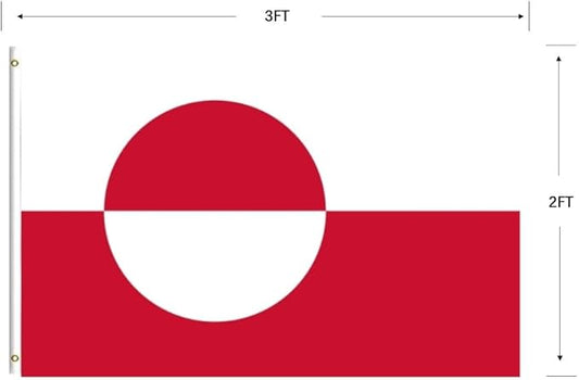 Greenland Flags, 2X3FT, Denmark Greenlander National Flag, Double Stitched with Brass Grommets, For Room Teen Cool Tapestry For Dorm Wall Decor For Porch, Indoor Outdoor Flags, Gifts (1PLY, 2X3)