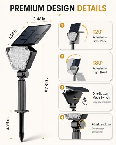 Solar Spotlights - Warm White Waterproof 6-Pack