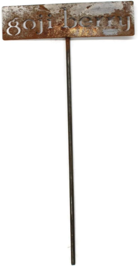 Classic Metal Garden Markers 19 Inches Tall (goji berry, Naturally Rusted)