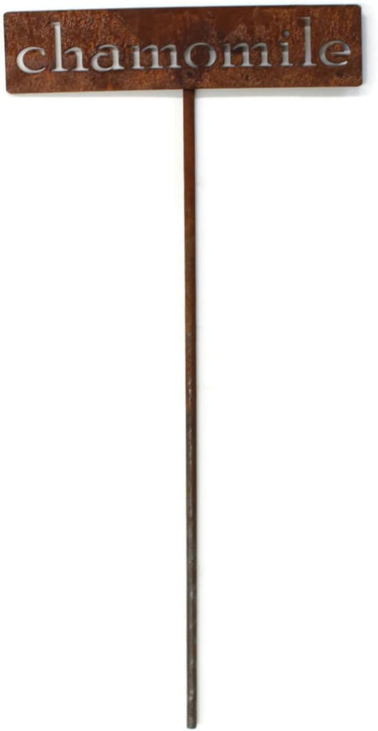Classic Metal Garden Markers 19 Inches Tall (chamomile, Naturally Rusted)