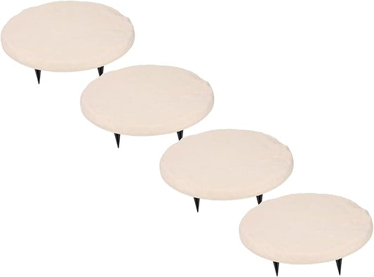 Bewinner 15.5” Circular Decorative Stepping Stones with Ground Stakes, Resin Material Stones for Outdoor Pathway Pavers Walkway Lawn Yard, (Creamy White)