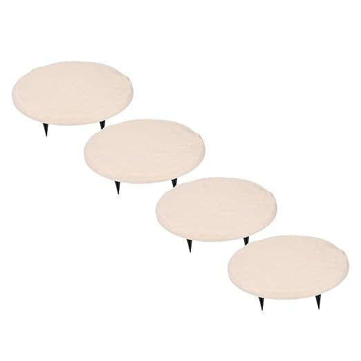 Outdoor Stepping Stones Garden Pathway Stones Landscape Stones 15.71in Round Polypropylene Resin with 6 Ground Stakes for Lawn Decor Walkway (Beige)
