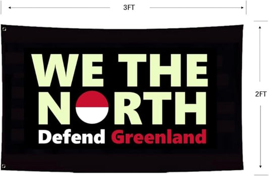 Defend Greenland Flag 2X3FT,Both Sides Printed, Men Women Banner,Vibrant Colors, Double Stitched with 2 Brass Grommets, Bar Garden Street Decoration, GYM, Office Decor,Indoor Outdoor Use,Gifts. (Black, 2x3ft)