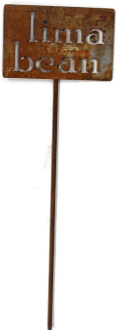 Classic Metal Garden Markers 19 Inches Tall (lima beans, Naturally Rusted)