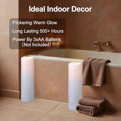 2 Pack LED Pillar Candles 14" x 4" - Waterproof, Timer, Remote Control