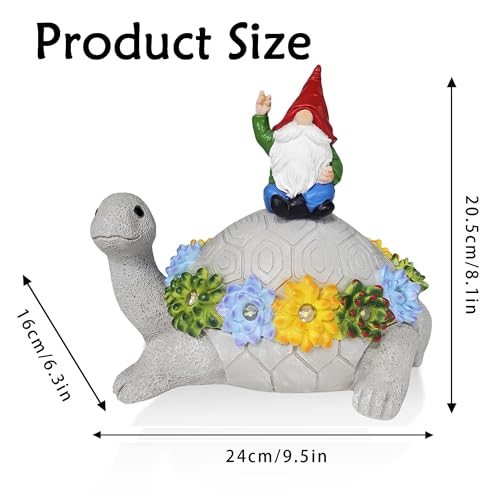 Solar Gnome Turtle Key Hider - Outdoor Garden Statue