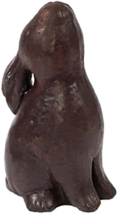 Solid Rock Stoneworks Bunny Looking Up Concrete Statue, 11" Tall, Espresso Color