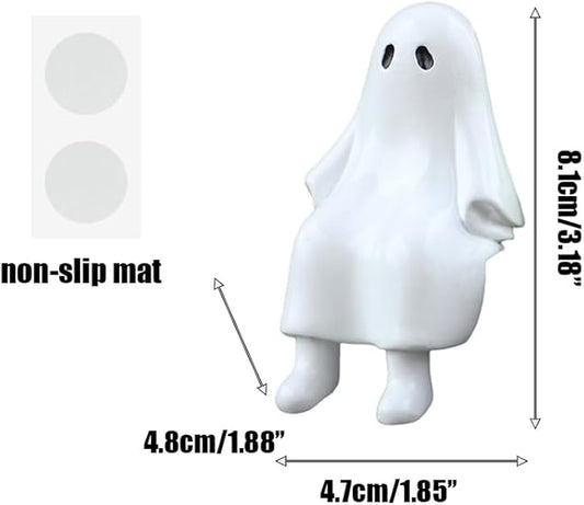 Cute Climbing Ghost Figure Plant Pot Hanger, Halloween Flower Pot Hugger, Resin Tortoise Statue, Funny Pot Huggers for Planters, Garden Fence Balcony Patio Yard (Ghost)