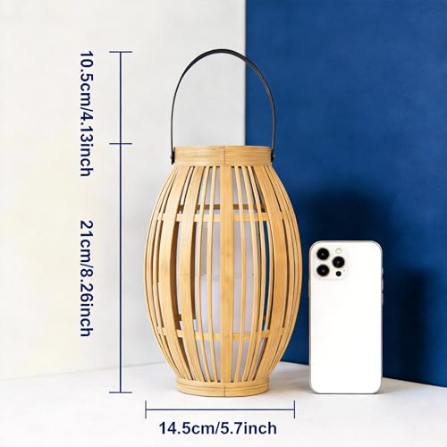 Solar Bamboo Lantern - 2 Pack, 21x14.5cm