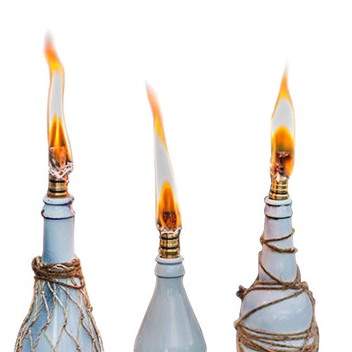 Wine Bottle Torch Kit - 4 Pack with Wicks & Brass Holders