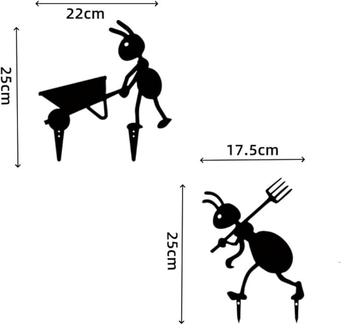Metal Cute Alien Garden Metal Stakes,Hollow Garden Animal Ant Garden Stake Accessories and Lawn Ornaments Gardening Stakes for Decoration (Ant A)
