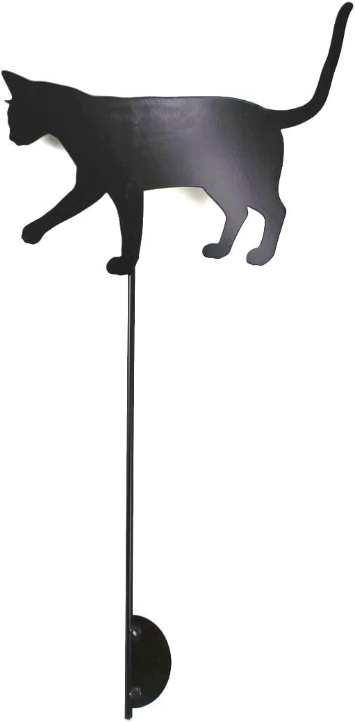 Pets and Farm Animals Metal Garden Landscape Stake (11.5" Wide Cat on Stake, Bronze Charcoal)