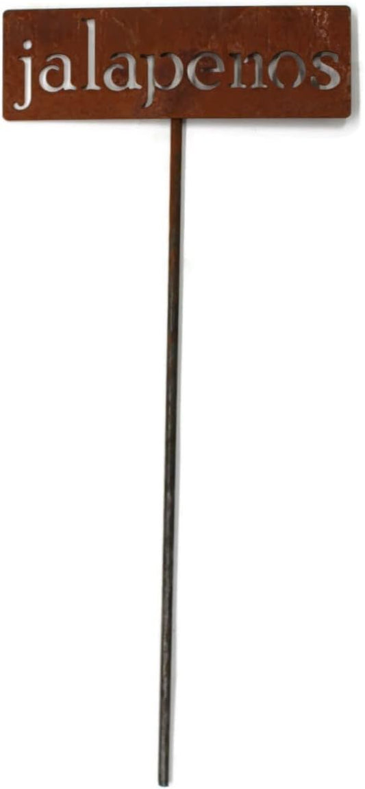 Classic Metal Garden Markers 19 Inches Tall (jalapenos, Naturally Rusted)