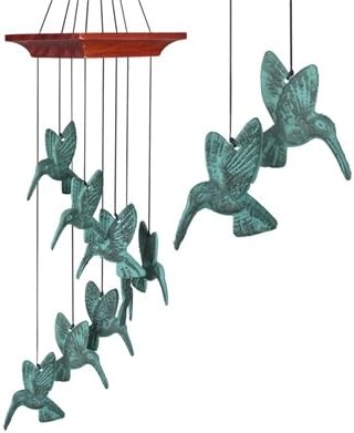 Woodstock Chimes Signature Collection, Woodstock Habitats, Hummingbird Spiral, 18'' Verdigris Habitats and Nature Wind Chimes for Outdoor, Patio, Home or Garden Décor (HHS)