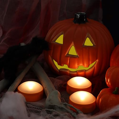 LED Pumpkin Lights - Orange, 3 Pack with Remote & Timer