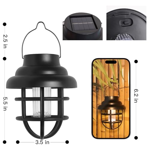 Solar Lanterns Outdoor - 2-Pack Waterproof Hanging Lights