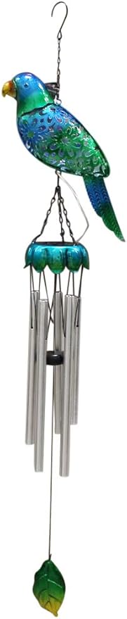 Evergreen Garden Tropical Solar Glass and Metal Wind Chimes, Set of 4
