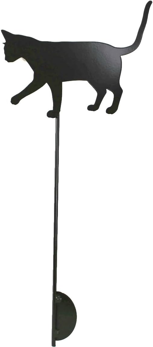 Pets and Farm Animals Metal Garden Landscape Stake (9" Wide Cat on Stake, Bronze Charcoal)