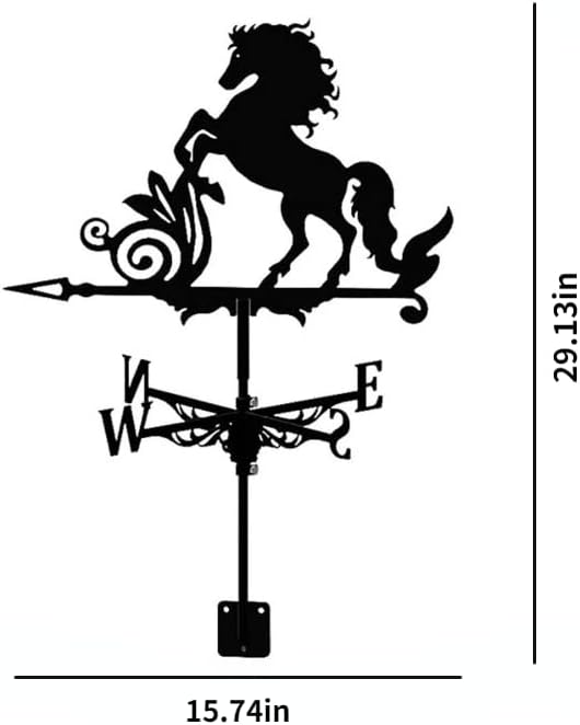 3D Animal Metal Weather Vane, Roof Weather Vane, Weather Direction Indicator, Garden Statue, Garden Windmill, Roof Decoration Accessories for Garden, Yard, Roof Decoration (Mustang)