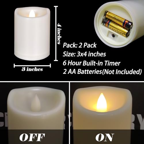 Outdoor Battery Candles - Waterproof 3x4" with Timer (2-Pack)