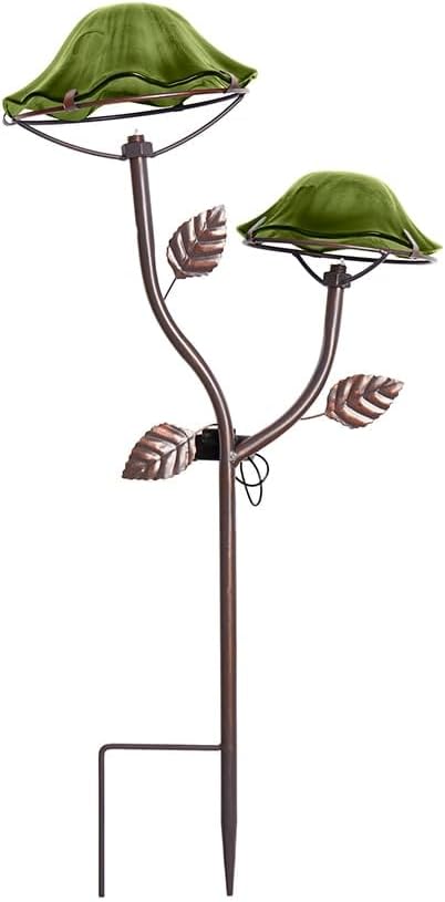 The Lakeside Collection Double Mushroom Solar Stakes - Green