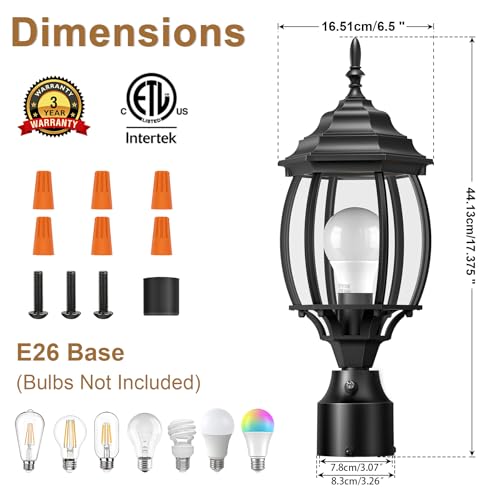 Redluck Large Dusk to Dawn Outdoor Post Light
