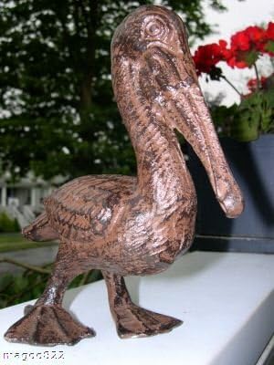 Full-Bodied Cast Iron Pelican Garden Figure