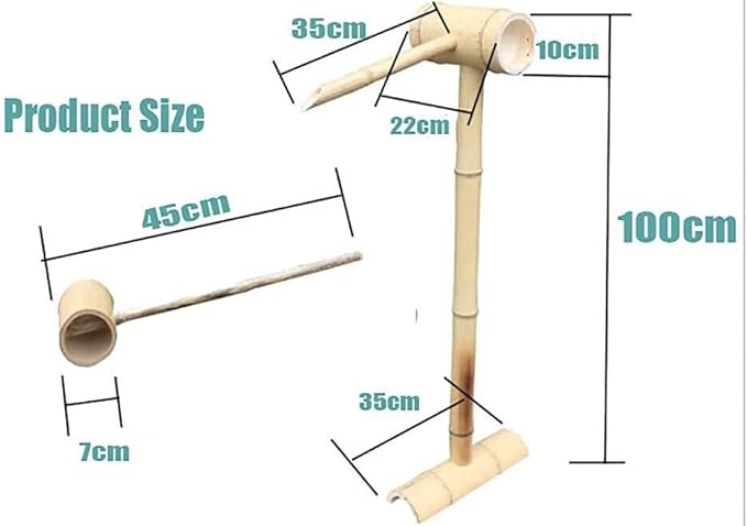 Handmade Bamboo Fountain Water Feature, Indoor/Outdoor Pond Decor with Pump, Garden Decoration