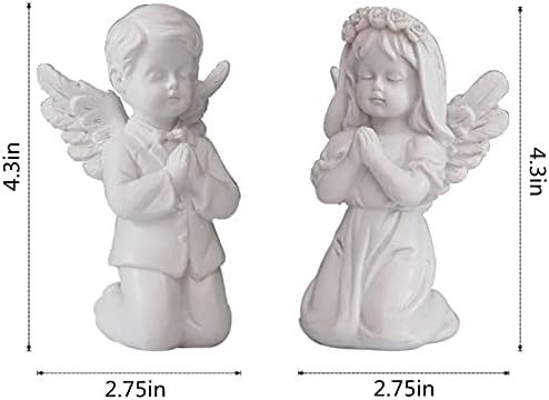 Asng Cherubs Angels Resin Garden Statue Figurine, Adorable Angel Sculpture Memorial Statue, Indoor Outdoor Home Garden Decoration (Praying Cherub-boy)