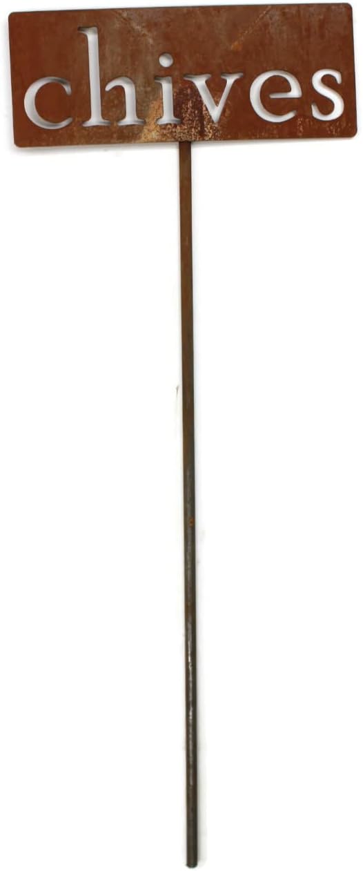Classic Metal Garden Markers 19 Inches Tall (chives, Naturally Rusted)