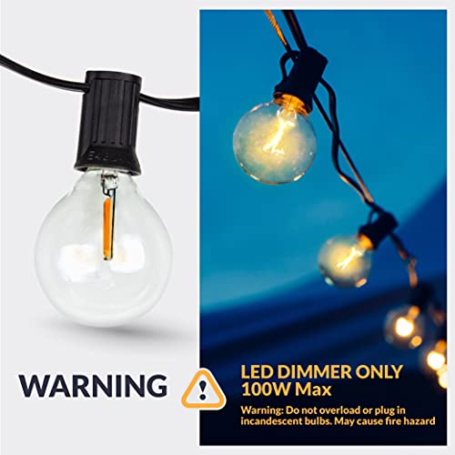 LED G40 String Lights 50ft Warm White with Dimmer Remote