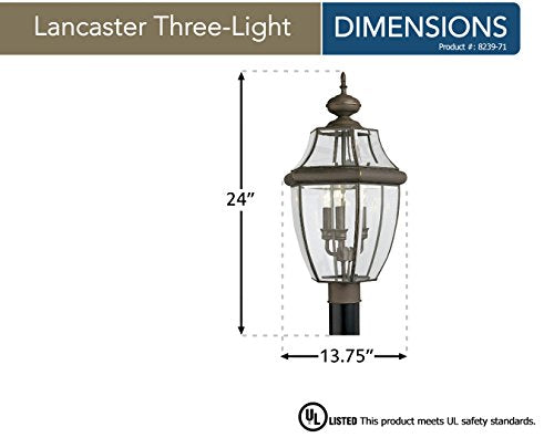 Lancaster 3-Light Post Lantern - Antique Bronze